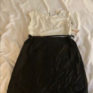 Black and white leather type dress